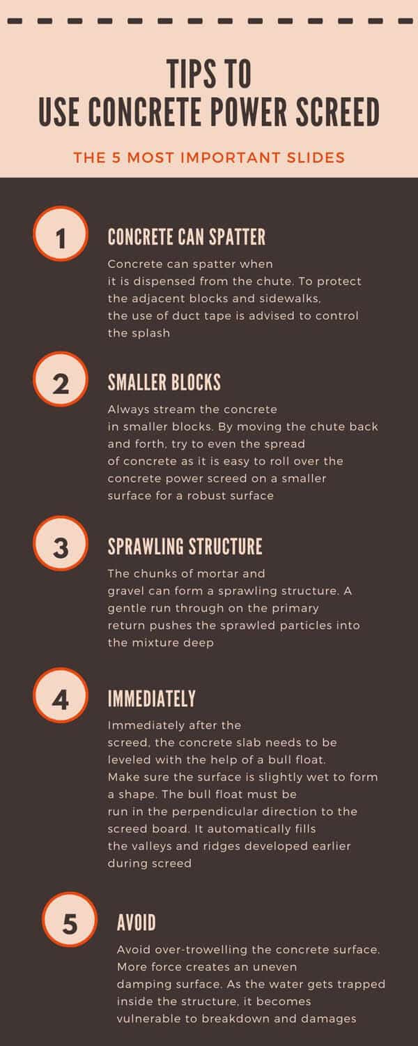 Tips to use concrete power screed infographic