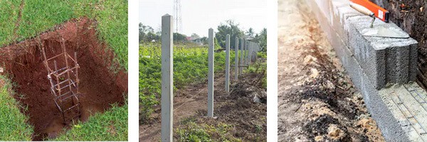 foundation soil fence post earth rammed wall