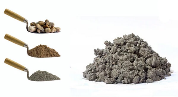 Materials needed and ratios for mixing concrete