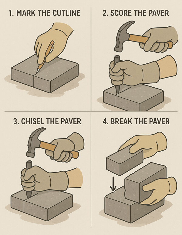 Cutting concrete pavers without a saw
