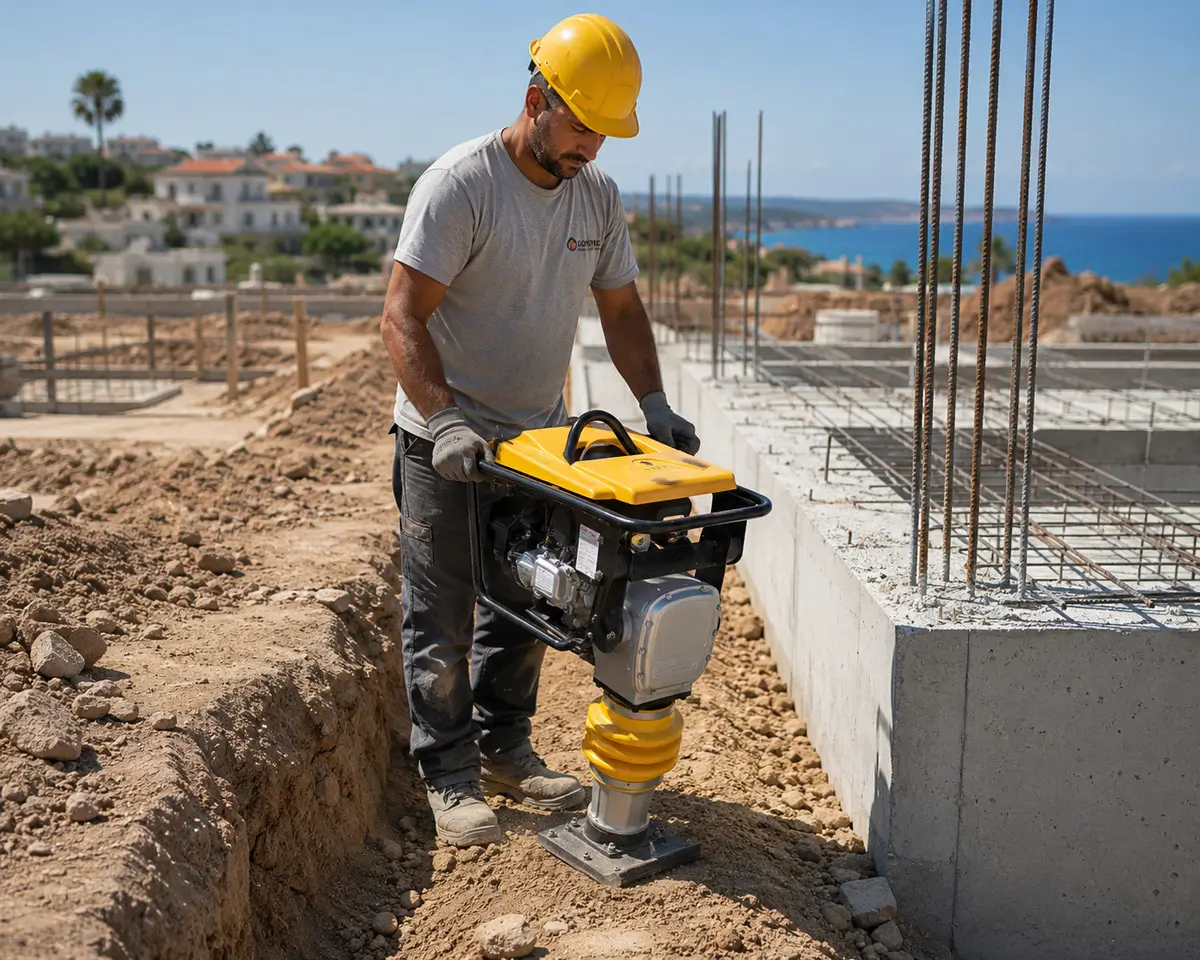 Shuanglong tamping rammer compacting Foundation edge compaction in Cyprus Shuanglong tamping rammer compacting Foundation edge compaction in Cyprus