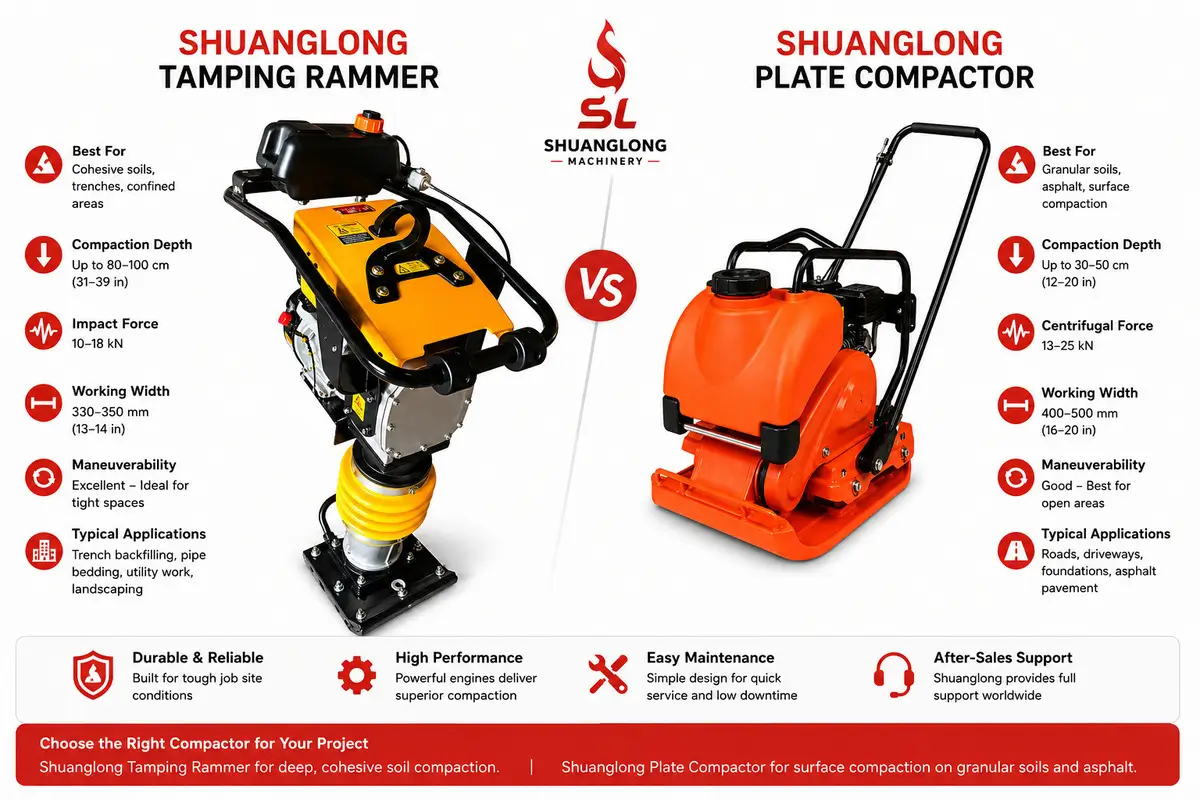 Shuanglong tamping rammer vs plate compactor comparison Shuanglong tamping rammer vs plate compactor comparison