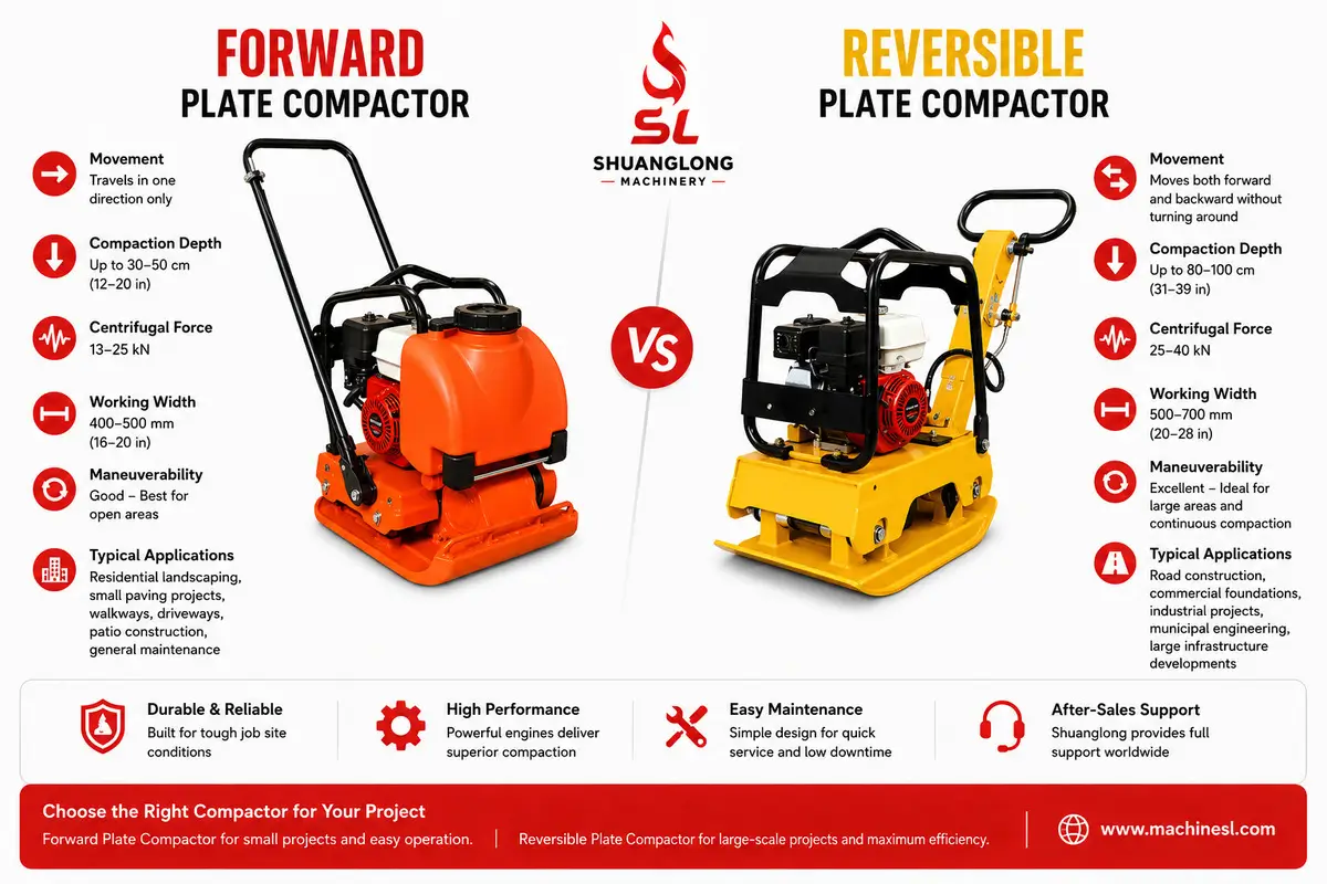 Shuanglong Forward vs. Reversible Plate Compactors Shuanglong Forward vs. Reversible Plate Compactors